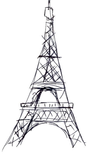 Eine Tintenzeichnung des Eiffelturms