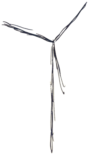 Tintenzeichnung eines Windgenerators