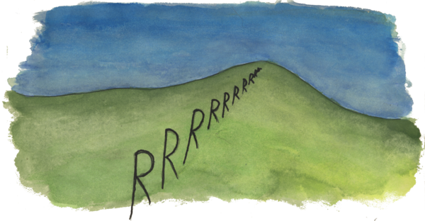 Das Geräusch eines Motorrads auf dem Berge