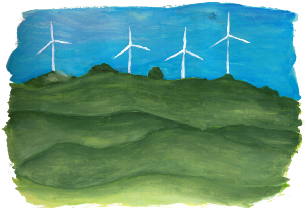 Windgeneratoren auf einem Hügel